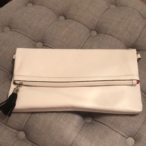 White fold over clutch